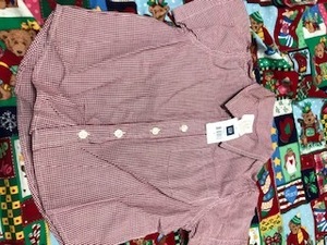 babyGap☆2歳用（９０）☆半袖シャツ☆赤ｘ白チェック☆未使用☆おしゃれ