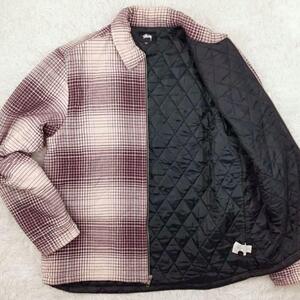 美品 STUSSY ステューシー キルティングブルゾン チェック ジャケット 紫