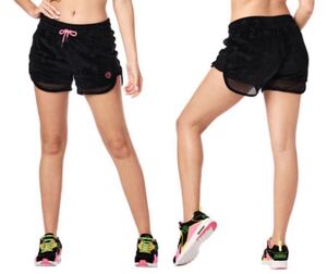 新品　Zumba Surf Mesh Panel Shorts - Bold Black- ズンバ　ヤシの木柄　ショートパンツ　ブラック　黒