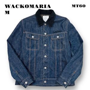 ★年末セール中！ WACKOMARIA ワコマリア DENIM JACKET JKT デニムジャケット インディゴ ブルー コーデュロイ ブラック 青 濃紺 黒 M 刺繍