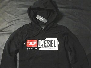 本物正規◆DIESEL ディーゼル◆ストレッチ スウェットパーカー GIRK CUTY■S■黒■新品■刺繍