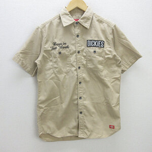 G■ディッキーズ/dickies 半袖ワークシャツ【M】ベージュ/men