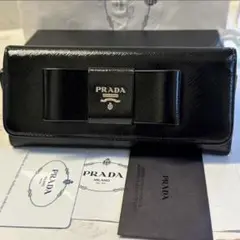 新品同様‼️ プラダ　PRADA 財布　二つ折り　長財布　サフィアーノ　リボン