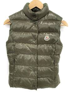 T01/075 MONCLER モンクレール ダウンベスト ワッペン アウター 0 モスグリーン インナーダウン