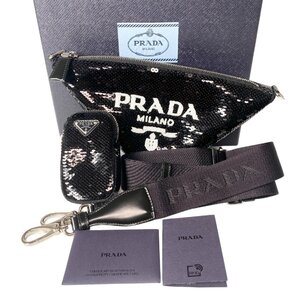 新品 プラダ PRADA レディース スパンコール トライアングル ショルダーバッグ 1BM190 斜めがけ クロスボディ