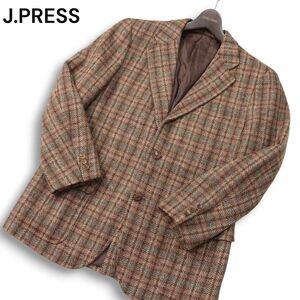 J.PRESS ジェイプレス PRESSTIGE★ 英国製 WILLIAM BROWN生地★ ツイード チェック ジャケット Sz.C90 W7 T165　メンズ　I4T02941_9#N