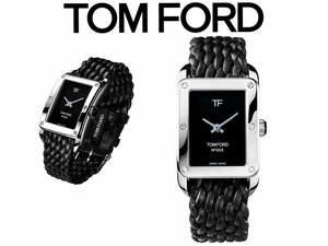 29万新品◆TOMFORD トムフォード レクタングル腕時計 N.003 Sスティール ブラックダイヤル メッシュレザーベルト 1円