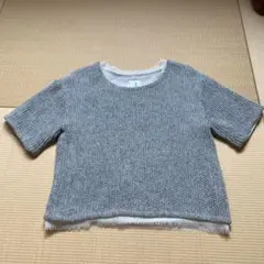 OKIRAKU 半袖ニット　シフォン重ねデザイン