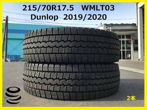 【M】 　中古 　215/70R17.5 　WMLT03　 2019年製 　2020年製　 2本セット　 ダンロップ　　スタッドレス 　