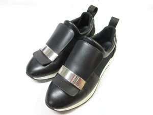 超美品 【セルジオロッシ sergio rossi】 A80840 レザー スニーカー ローカット 婦人靴 (レディース) size34 ブラック ■30LZ4547■