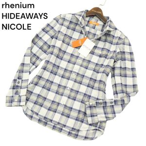 【新品 未使用】 rhenium HIDEAWAYS NICOLE ハイダウェイ ニコル 秋冬 長袖 ワーク チェック ネル シャツ Sz.46　メンズ　A4T05397_5#B