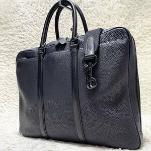 【極美品】COACH コーチ　2way ビジネスバッグ　ショルダー　メトロポリタン　ブリーフケース　A4可　レザー　ネイビー　黒　METROPOLITAN