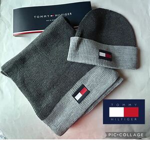 【送料無料】新品■TOMMY HILFIGER トミーヒルフィガー■ マフラー ＆ ニット帽 セット キャップ 帽子 ビーニー