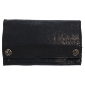 CHROME HEARTS クロムハーツ LONG WALLET グリーシー ケルティックドッグボタン レザー ロングウォレット 長財布 ブラック