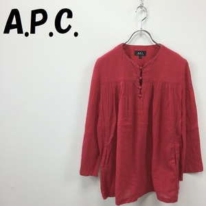 【人気】A.P.C./アー・ペー・セー チュニック ブラウス コットン100％ レッド サイズS レディース/S2396