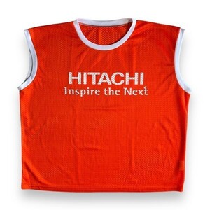 美品 HITACHI 日立 INSPIRE THE NEXT プリント メッシュ ノースリーブ ビブス タンクトップ 企業物 非売品 トップス F 蛍光 オレンジ