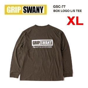 GRIP SWANY グリップスワニー ボックスロゴ ロングＴシャツ オリーブ XL　GSC-77　メンズ　ロンＴ　アウトドア　キャンプ