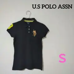 U.S POLO ASSN　レディース　トップス　半袖　ポロシャツ　刺繍　黒　Ｓ