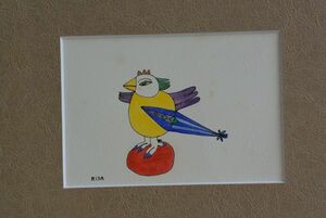 ●掘り出し物● 絵画 竹富リサ 「トリ」 アート 美術品 002