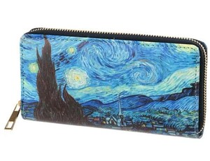 送料無料！　アート財布　ゴッホ　星月夜　財布　長財布　名画　絵画　ラウンドファスナー　軽量　小銭入れ　カードケース　アート　夜景