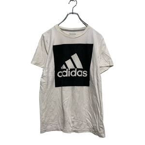 adidas 半袖 ロゴTシャツ L 160～ キッズ ホワイト ブラック アディダス クルーネック 古着卸 アメリカ仕入 a604-5602