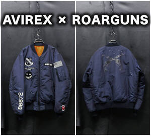 AVIREX × roarguns MA-1 フライトジャケット クロスガン スワロ/メタル ワッペン 2XLサイズ ロアー アビレックス ボンバージャケット