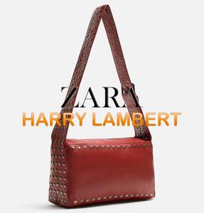 ザラ　ハリー・ランバート スタッズ付きレザーバッグ　レッド　ZARA × HARRY LAMBERT