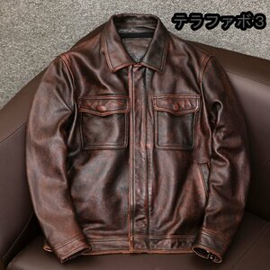 牛革本革レザージャケットメンズオートバイヴィンテージレザージャケットコートS～6XL