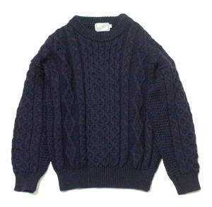 アイルランド製 Kerry Woollen Mills アラン編み セーター 38 (S~M位) ケーブル フィッシャーマン