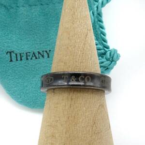 【送料無料】 美品 Tiffany&Co. ティファニー ナロー チタン リング 7.5号 指輪 ブラック Ti 1837 HA19