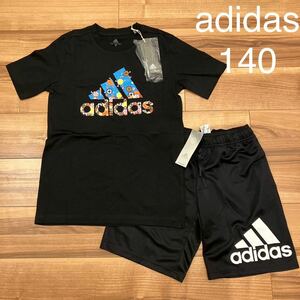 140 adidas アディダス　セットアップ　半袖　Tシャツ　ハーフパンツ　短パン　ボーイズ