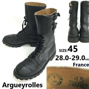 80s-90s?☆Argueyrolles/アーギロールス☆フランス軍/警察/本革/オフィサー/コンバットブーツ【28.5/黒】Leather/Boots/shoes◆pWB109-8