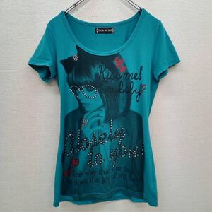 セシルマクビー(M)プリントTシャツ＊トップス＊カットソー＊半袖＊ビジュー