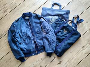 美品コレクション品 旧リアルマッコイズ TYPE L-2A MIL-J-5391A NAVY L.W.FOSTER SPORTSWEAR+新マッコイズHELMETBAGヘルメットバッグNAVY