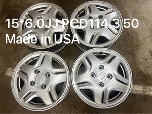 15*6.0JJ 50 PCD114.3 4穴 MADE IN USA HONDA 純正 アルミホイール 4本セット 6J アルミホイール