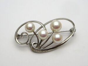 1000円スタート ブローチ MIKIMOTO ミキモト 真珠 パール 約6～7mm シルバー 総重量約4.4g アクセサリー 服飾小物 装飾品 9 D60046