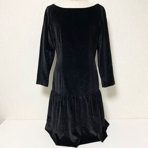 即決☆courreges クレージュ ラメ ワンピース ドレス ブラック 11AR 11号 美品 L