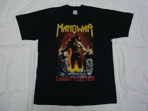 ☆ 90s ビンテージ MANOWAR マノウォー Louder Than Hell 1997 ツアー Tシャツ sizeXL 黒 ☆USA古着 Metallica Anthrax Slayer Megadeth