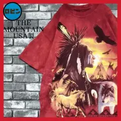 USA製ザマウンテンインディアンアニマルtシャツTシャツ雰囲気古着オオカミ動物馬