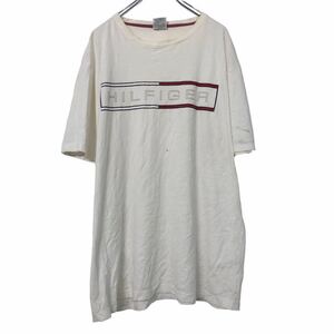 TOMMYHILFIGER 半袖 プリントTシャツ XL ホワイト ブラック レッド トミーヒルフィガー 古着卸 アメリカ仕入 a506-6500