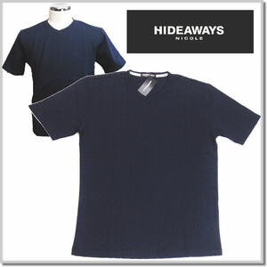 ハイダウエイ HIDEAWAYS NICOLE バスケットリンクス半袖Ｖネックカットソー 3265-9733-67(NAVY)-46(M) 半袖Tシャツ カットソー