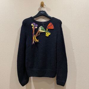 未使用 展示品 186314 LOEWE ロエベ 刺繍 セーター ニット トップス S 黒