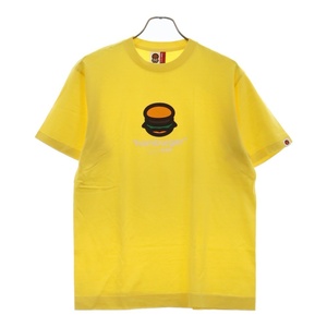 A BATHING APE アベイシングエイプ baby milo ベイビーミロ ハンバーガープリント 半袖Tシャツ カットソー イエロー