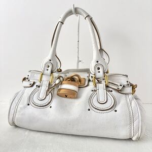 1円〜★Chloe クロエ パディントン ハンドバッグ 南京錠 トートバッグ レディース 肩掛け レザー パドロック プレート Y2K ホワイト 白 10