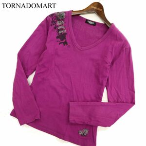 TORNADOMART トルネードマート 【ロゴ ラインストーン】 薔薇 プリント★ 長袖 カットソー ロンTシャツ Sz.S位　メンズ　C4T00129_1#C