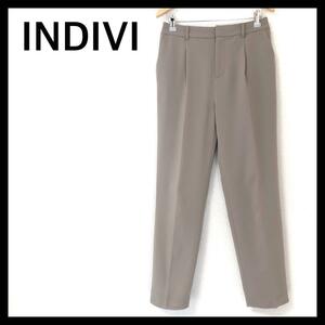 INDIVI インディヴィ テーパードパンツ タックパンツ ゴム グレー M