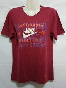 古着 レディース M-L相当 160cm NIKE/ナイキ Tシャツ 半袖 フロッキーロゴ カジュアル ファッション オシャレ エンジ