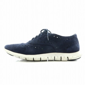 コールハーン COLE HAAN ゼログランドウイングオックス ZEROGRAND WING OX スニーカー シューズ スエード メダリオン 6.5 23.5cm 紺