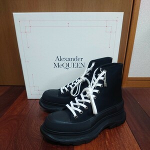 ALEXANDER MCQUEEN/Tread Slick/40/25センチ/黒/ハイカット/スニーカー/ブーツ/ゴシック/パンク/ロック/ VANS/プレゼント/靴紐/箱付/男女/