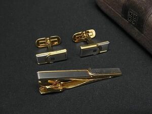 ■美品■ GIVENCHY ジバンシィ カフス カフリンクス タイピン アクセサリー ビジネス 紳士 2点セット シルバー系×ゴールド系 DE9720